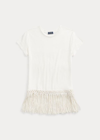 Playeras Polo Ralph Lauren Mujer Blancos - Fringe-Hem - PGMYC6058